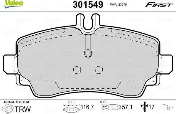 Valeo 301549 - Komplet Pločica, disk-kočnica www.molydon.hr