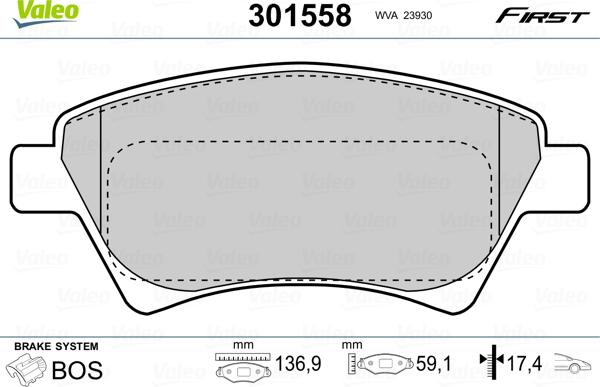 Valeo 301558 - Komplet Pločica, disk-kočnica www.molydon.hr