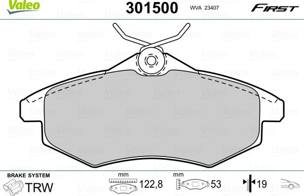 Valeo 301500 - Komplet Pločica, disk-kočnica www.molydon.hr