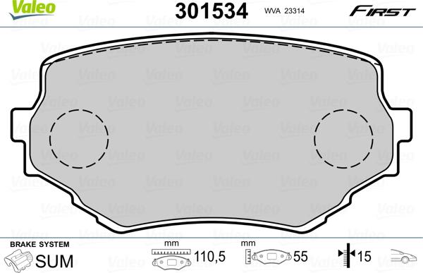 Valeo 301534 - Komplet Pločica, disk-kočnica www.molydon.hr