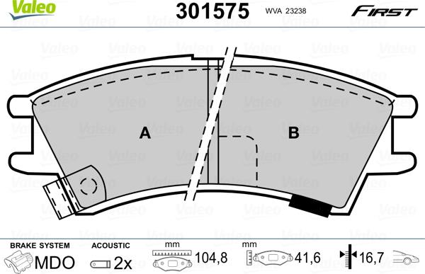 Valeo 301575 - Komplet Pločica, disk-kočnica www.molydon.hr