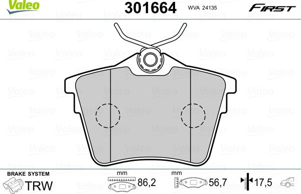 Valeo 301664 - Komplet Pločica, disk-kočnica www.molydon.hr