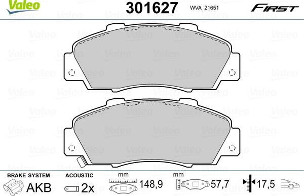 Valeo 301627 - Komplet Pločica, disk-kočnica www.molydon.hr