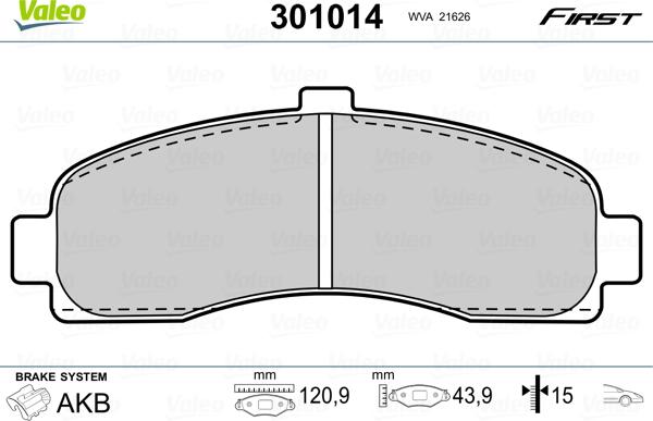 Valeo 301014 - Komplet Pločica, disk-kočnica www.molydon.hr