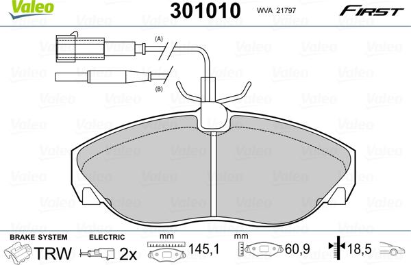 Valeo 301010 - Komplet Pločica, disk-kočnica www.molydon.hr