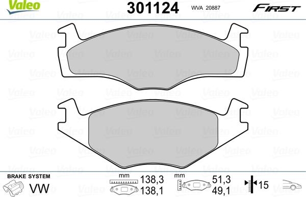 Valeo 301124 - Komplet Pločica, disk-kočnica www.molydon.hr