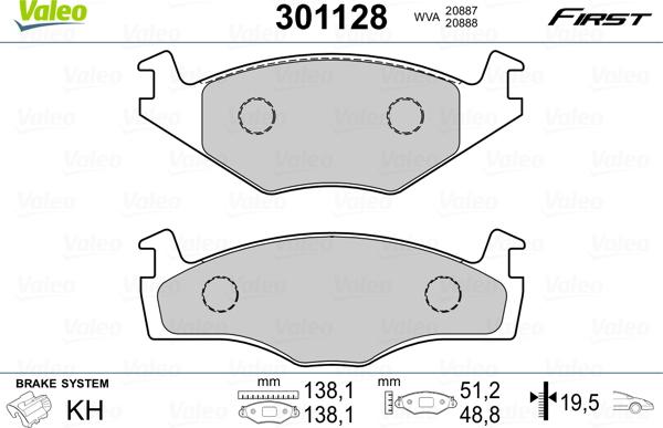 Valeo 301128 - Komplet Pločica, disk-kočnica www.molydon.hr