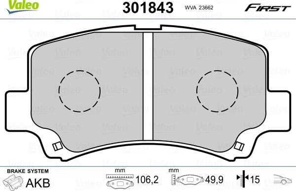 Valeo 301843 - Komplet Pločica, disk-kočnica www.molydon.hr