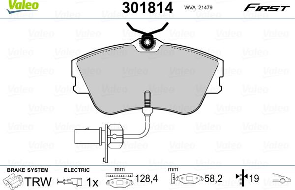 Valeo 301814 - Komplet Pločica, disk-kočnica www.molydon.hr