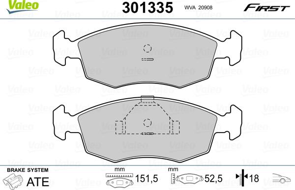 Valeo 301335 - Komplet Pločica, disk-kočnica www.molydon.hr