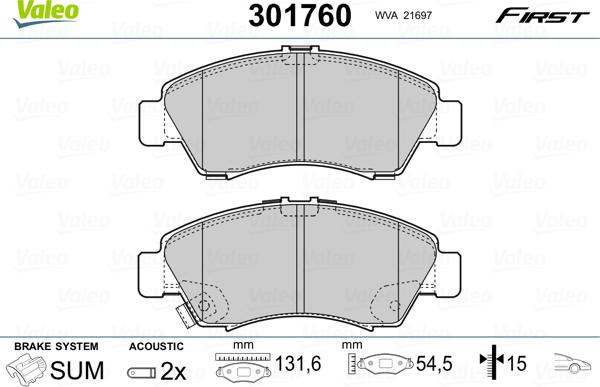 Valeo 301760 - Komplet Pločica, disk-kočnica www.molydon.hr