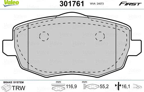 Valeo 301761 - Komplet Pločica, disk-kočnica www.molydon.hr