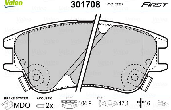 Valeo 301708 - Komplet Pločica, disk-kočnica www.molydon.hr