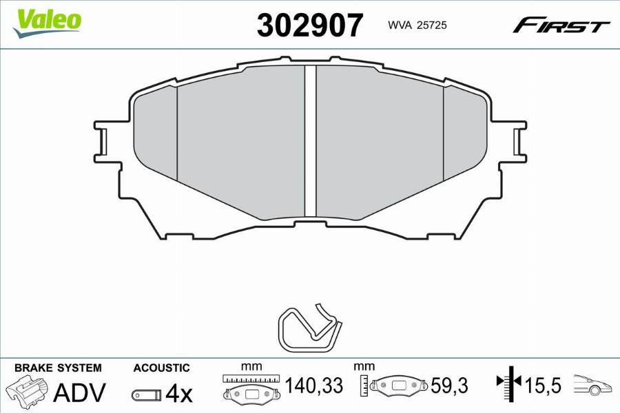 Valeo 302907 - Komplet Pločica, disk-kočnica www.molydon.hr