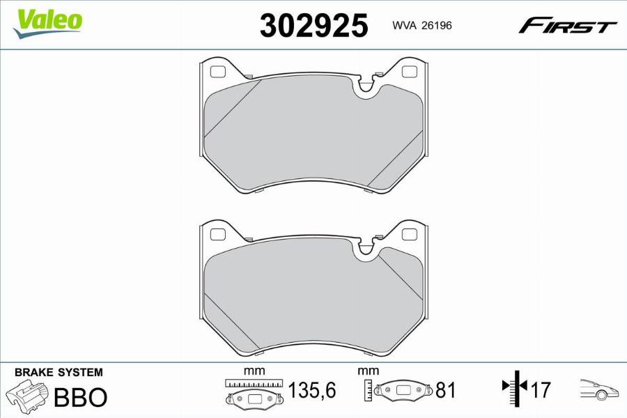 Valeo 302925 - Komplet Pločica, disk-kočnica www.molydon.hr