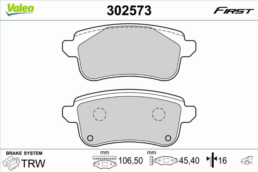 Valeo 302573 - Komplet Pločica, disk-kočnica www.molydon.hr