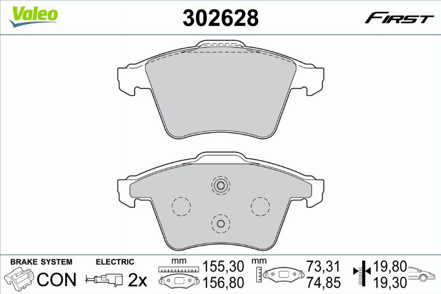 Valeo 302628 - Komplet Pločica, disk-kočnica www.molydon.hr