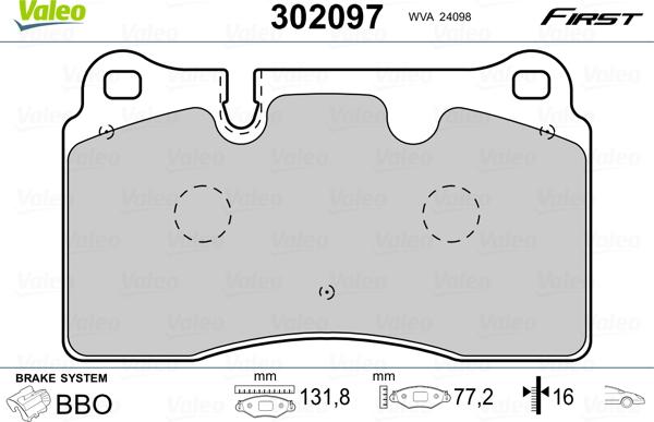 Valeo 302097 - Komplet Pločica, disk-kočnica www.molydon.hr