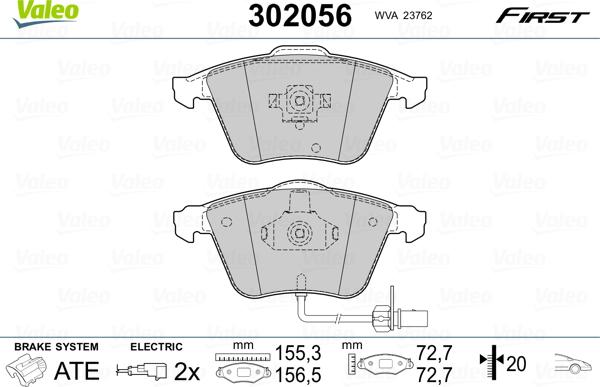 Valeo 302056 - Komplet Pločica, disk-kočnica www.molydon.hr