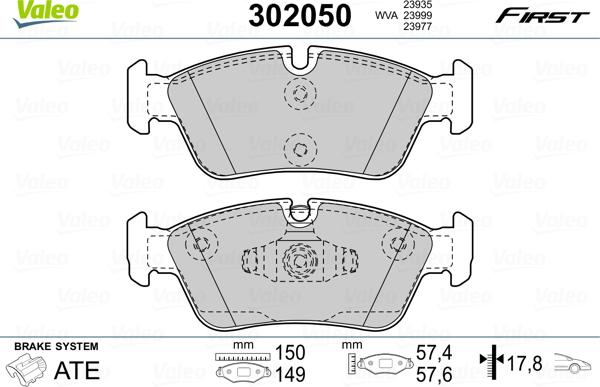 Valeo 302050 - Komplet Pločica, disk-kočnica www.molydon.hr