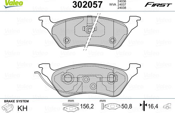 Valeo 302 057 - Komplet Pločica, disk-kočnica www.molydon.hr