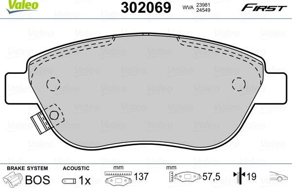 Valeo 302069 - Komplet Pločica, disk-kočnica www.molydon.hr