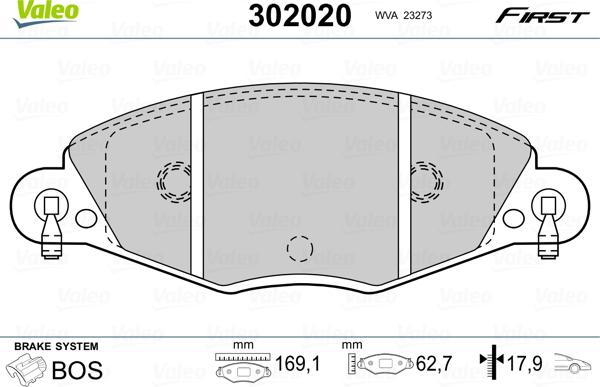 Valeo 302020 - Komplet Pločica, disk-kočnica www.molydon.hr