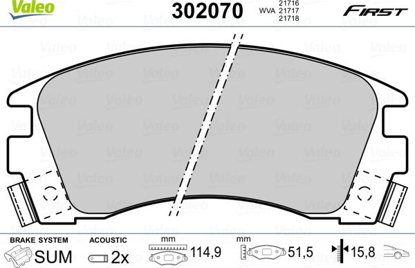 Valeo 302070 - Komplet Pločica, disk-kočnica www.molydon.hr