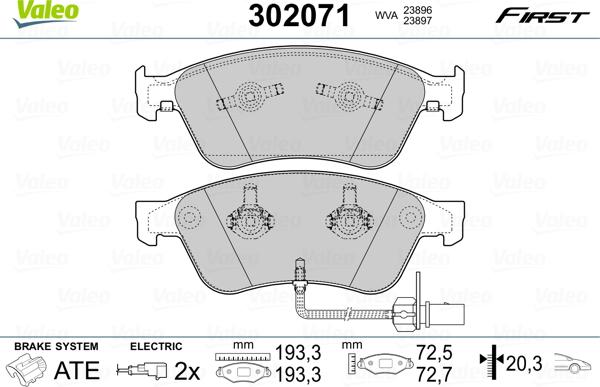 Valeo 302071 - Komplet Pločica, disk-kočnica www.molydon.hr