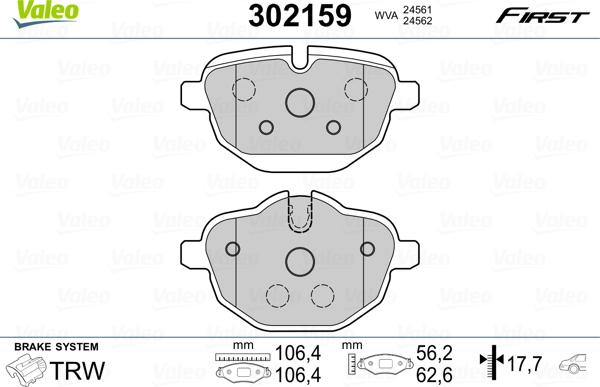 Valeo 302159 - Komplet Pločica, disk-kočnica www.molydon.hr