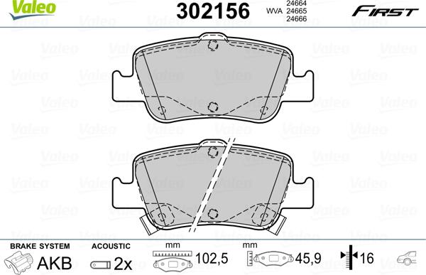 Valeo 302156 - Komplet Pločica, disk-kočnica www.molydon.hr