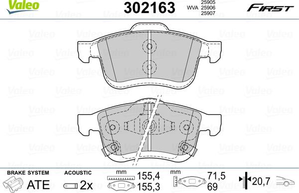 Valeo 302163 - Komplet Pločica, disk-kočnica www.molydon.hr