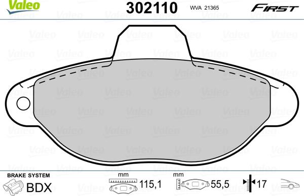 Valeo 302110 - Komplet Pločica, disk-kočnica www.molydon.hr