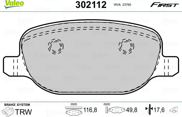 Valeo 302112 - Komplet Pločica, disk-kočnica www.molydon.hr