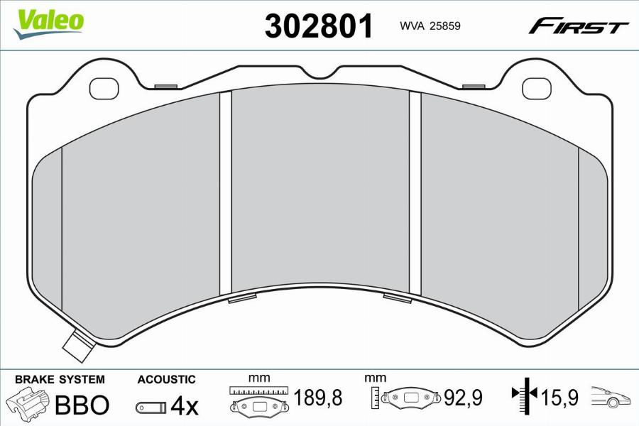 Valeo 302801 - Komplet Pločica, disk-kočnica www.molydon.hr