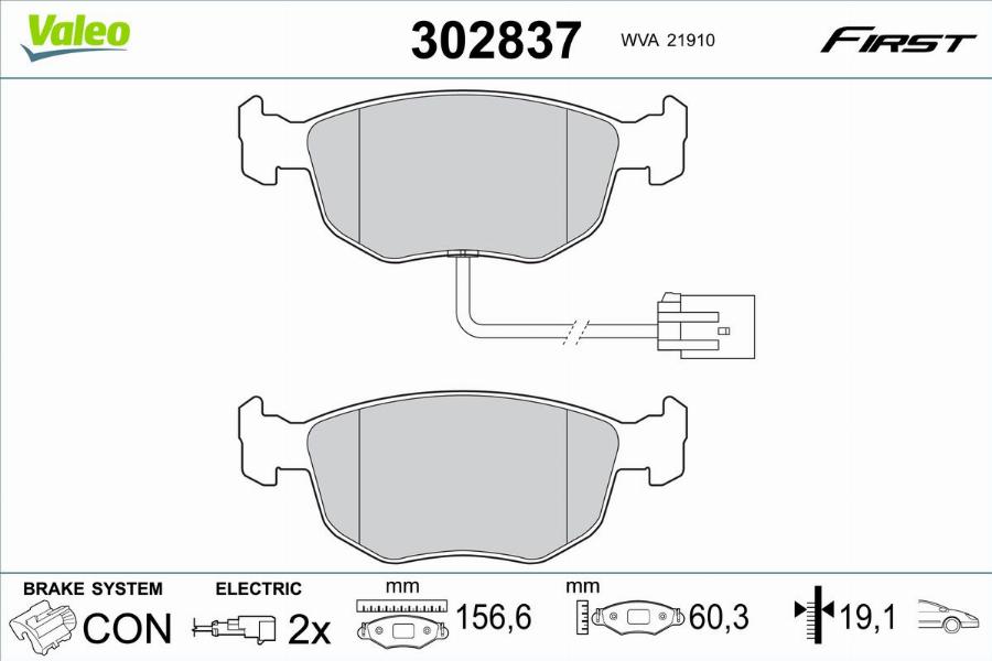 Valeo 302837 - Komplet Pločica, disk-kočnica www.molydon.hr