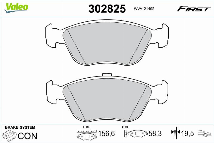 Valeo 302825 - Komplet Pločica, disk-kočnica www.molydon.hr