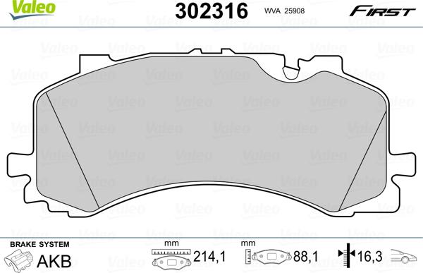 Valeo 302316 - Komplet Pločica, disk-kočnica www.molydon.hr