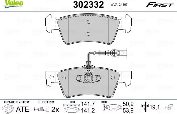 Valeo 302332 - Komplet Pločica, disk-kočnica www.molydon.hr