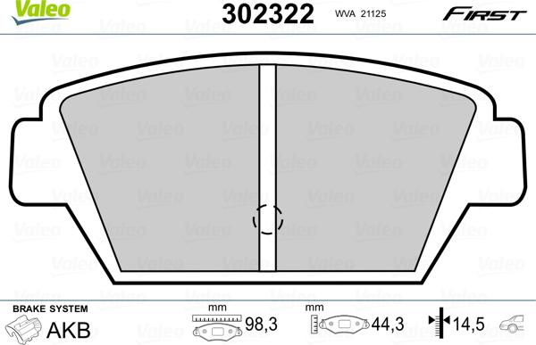 Valeo 302322 - Komplet Pločica, disk-kočnica www.molydon.hr