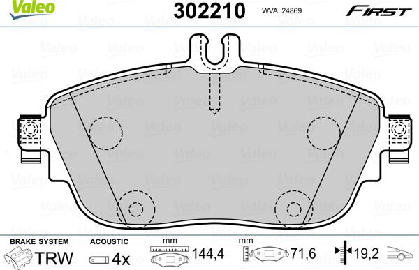 Valeo 302210 - Komplet Pločica, disk-kočnica www.molydon.hr