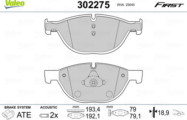 Valeo 302275 - Komplet Pločica, disk-kočnica www.molydon.hr