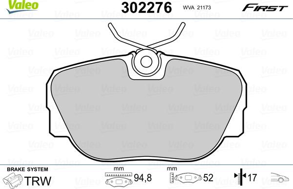 Valeo 302276 - Komplet Pločica, disk-kočnica www.molydon.hr