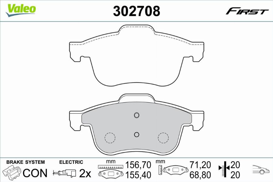 Valeo 302708 - Komplet Pločica, disk-kočnica www.molydon.hr