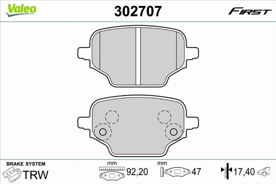 Valeo 302707 - Komplet Pločica, disk-kočnica www.molydon.hr