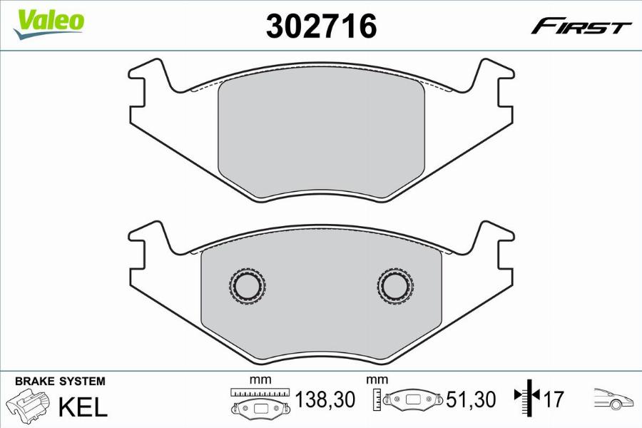 Valeo 302716 - Komplet Pločica, disk-kočnica www.molydon.hr