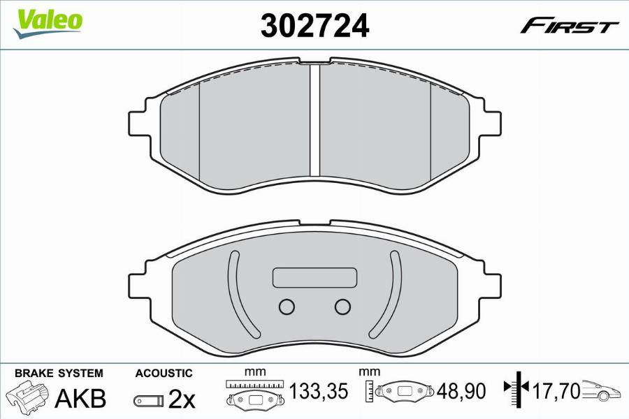 Valeo 302724 - Komplet Pločica, disk-kočnica www.molydon.hr