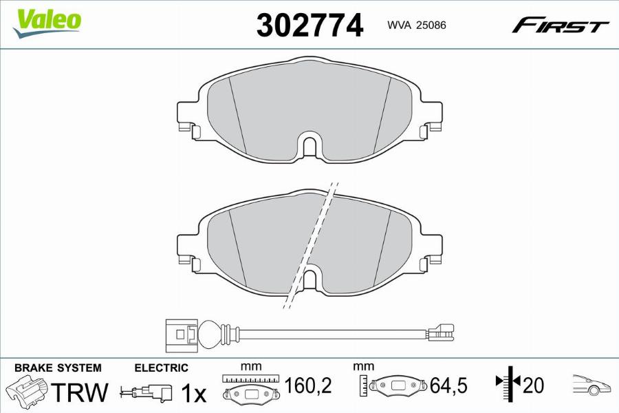 Valeo 302774 - Komplet Pločica, disk-kočnica www.molydon.hr