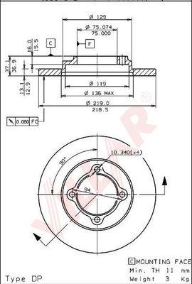 Villar 628.1357 - Kočioni disk www.molydon.hr