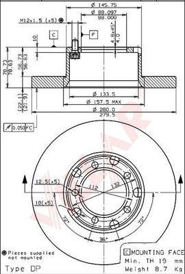 Villar 628.1339 - Kočioni disk www.molydon.hr